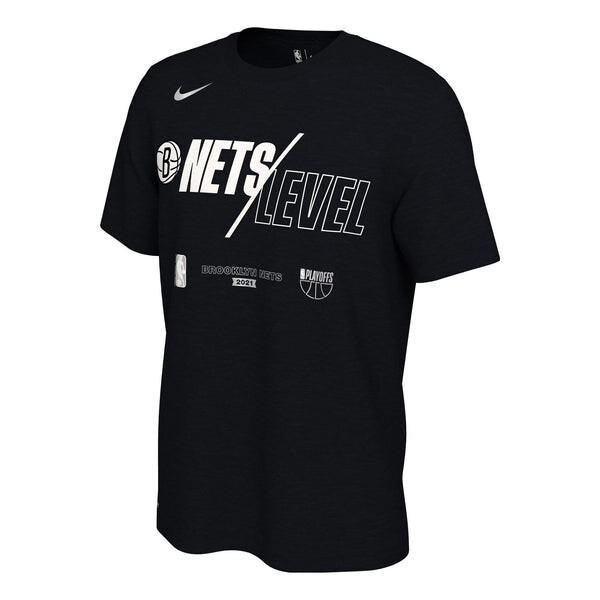 Футболка Men's Nike Casual Alphabet Printing Round Neck Pullover Short Sleeve Brooklyn Nets Black T-Shirt, черный