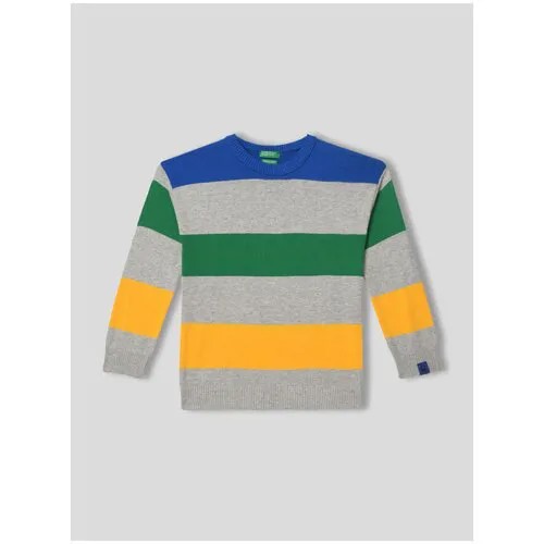Джемпер UNITED COLORS OF BENETTON, длинный рукав, средней длины, без капюшона, без карманов, манжеты, размер 120 (S), мультиколор