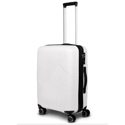 Умный чемодан Impreza, полипропилен, водонепроницаемый, ребра жесткости, рифленая поверхность, увеличение объема, 61 л, размер M, белый