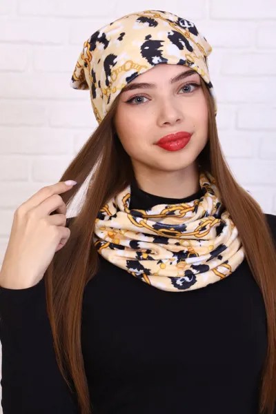 Комплект женский шапка и шарф-снуд iv83606 56-58