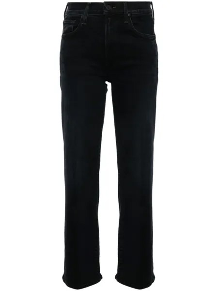 MOTHER джинсы The Mid Rise Zip Rambler Ankle, синий