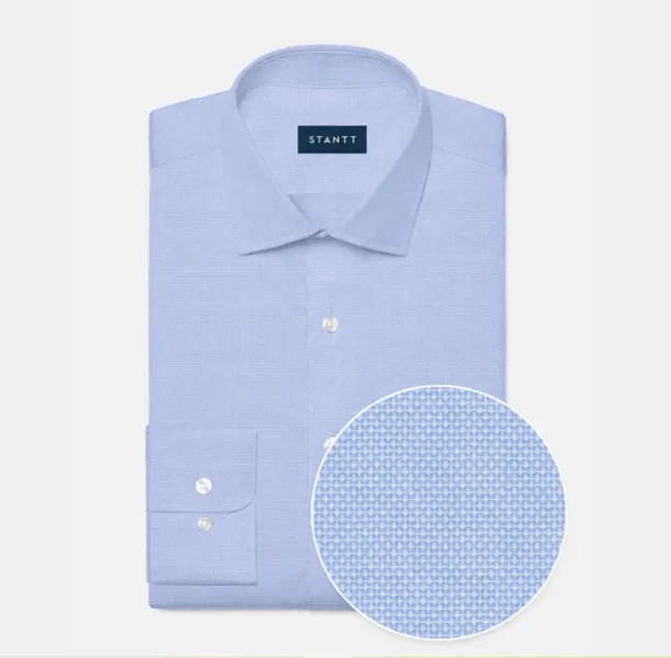 НОВАЯ роскошная классическая рубашка на пуговицах STANTT небесно-голубого цвета с ромбовидной тканью по индивидуальному заказу Morris