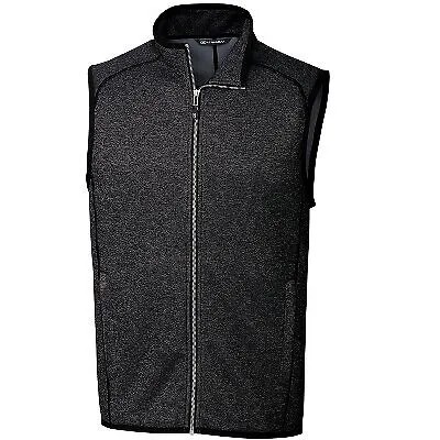 Cutter - Buck Mainsail Sweater-Knit Mens Full Zip Vest - Charcoal Heather - 3X