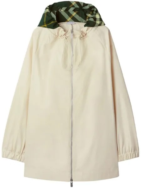 Burberry клетчатая парка с капюшоном, белый