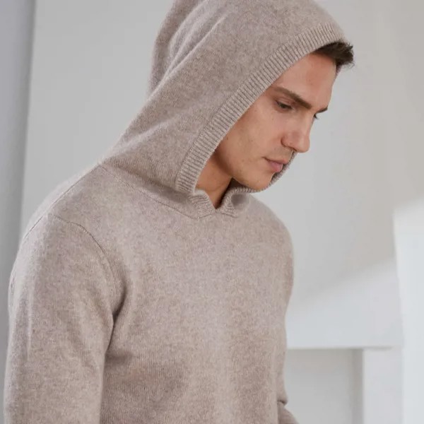 Топ Класс мужские свитера с капюшоном толстые теплые 100% козья шерсть, кашемир, вязанный, джемперы мужской 2020 Новинка зимы пуловер с длинными...