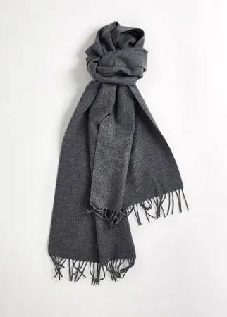 Серый шерстяной шарф с маленьким логотипом GANT