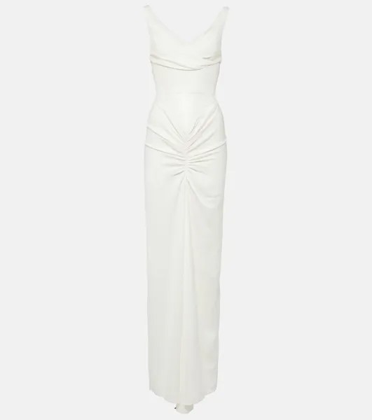 Платье макси fusion из джерси со сборками Christopher Esber, белый