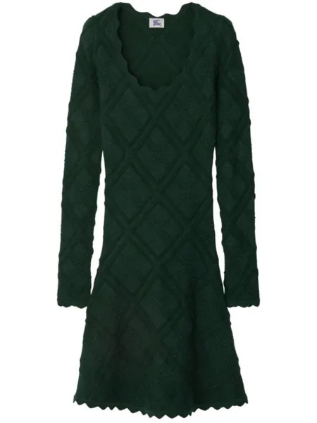 Burberry Aran long-sleeve knitted dress, зеленый