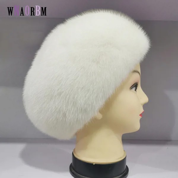 Новый стиль, женский берет из норки, импортная цельная шапка из 100% норки, Высококачественная Регулируемая шапка из меха для сохранения тепл...