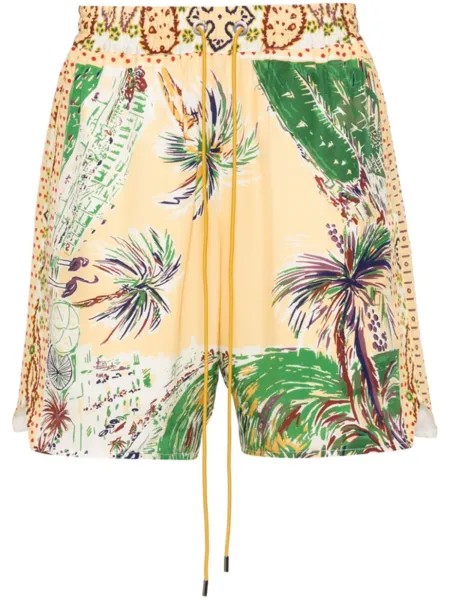 RHUDE шелковые шорты Palmina, желтый