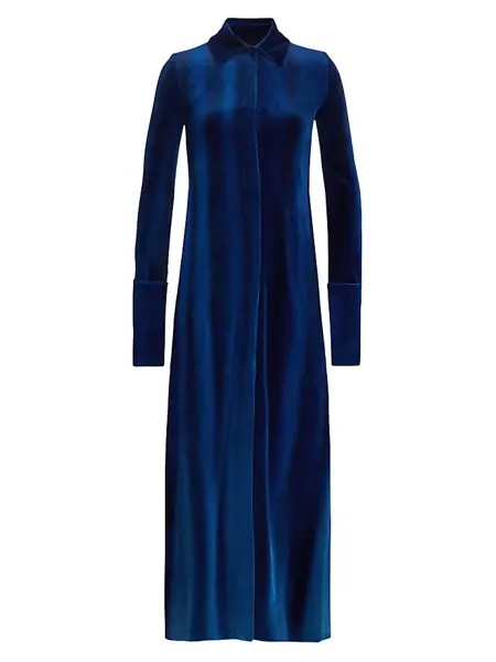 Платье-рубашка из бархата ледяного цвета Proenza Schouler, цвет cobalt
