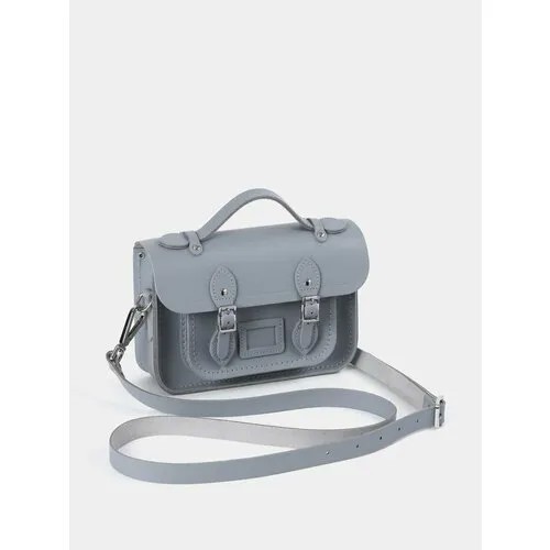 Сумка кросс-боди  The Mini Satchel CSATCHthe-mini-leather-satchel-french-grey, фактура гладкая, голубой