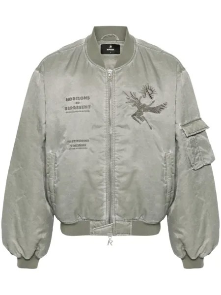Бомбер Icarus с эффектом потертости Represent, зеленый