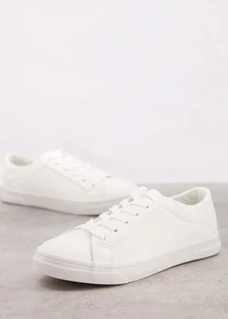 Белые кроссовки из искусственной кожи на шнуровке New Look-Белый