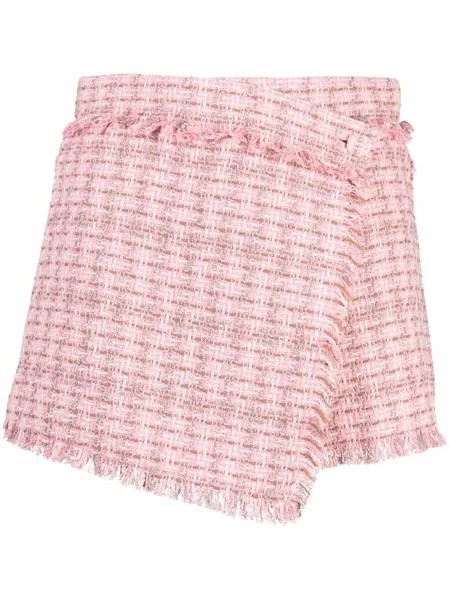 MSGM wrap-effect tweed shorts