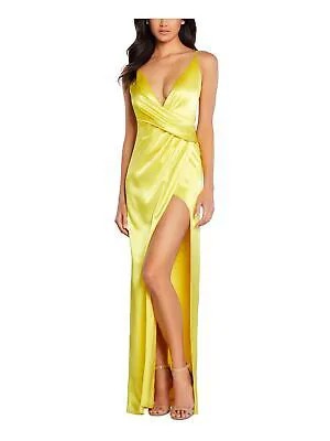 AIDAN AIDAN MATTOX Женское желтое платье до бедра с драпировкой и высокой колонной 16