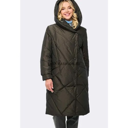 Куртка  DIXI COAT демисезонная, удлиненная, капюшон, размер 50, коричневый