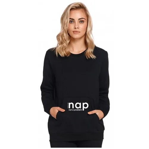 Свитшот  для кормления  Doctor Nap, длинный рукав, силуэт полуприлегающий, средней длины, размер M, черный