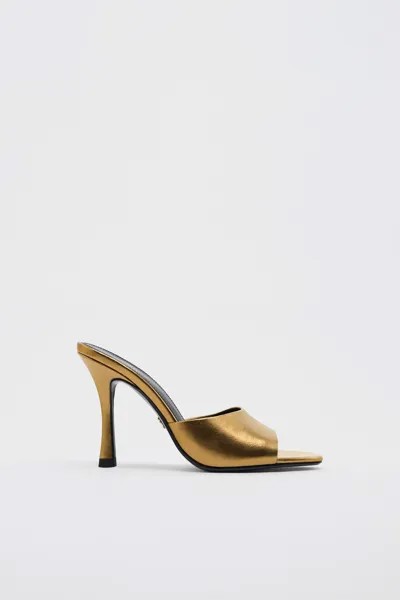 Мюли женские ZARA 222711 золотистые 39 RU (доставка из-за рубежа)