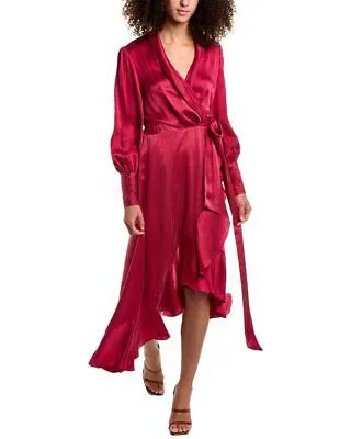 Zimmermann Шелковое платье миди с запахом женское розовое 2
