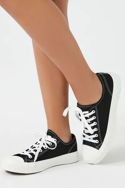 Низкие кроссовки из плотной ткани Forever 21, черный