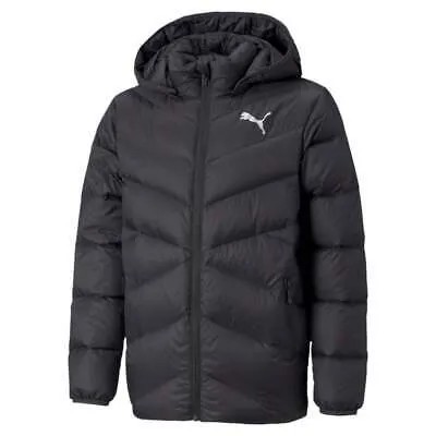 Puma Packlite Down Full Zip Jacket Молодежные мальчики Черные пальто Куртки Верхняя одежда 5895