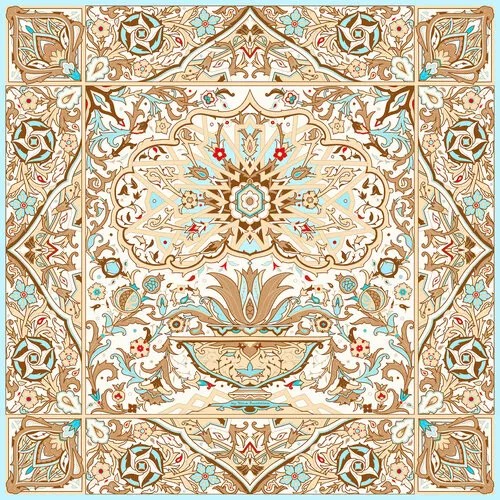 Платок Русские в моде by Nina Ruchkina, 90х90 см, бежевый, желтый
