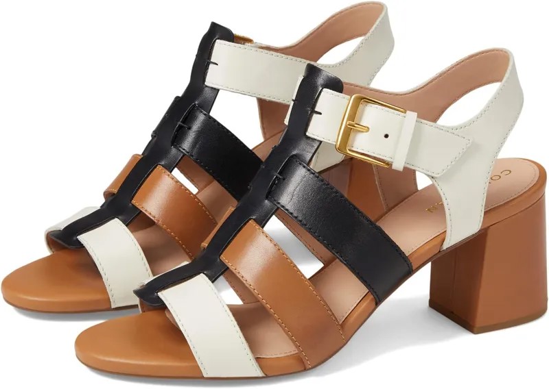 Босоножки Josie Fisherman Sandal 65 mm Cole Haan, цвет Black/Ivory/Pecan Leather