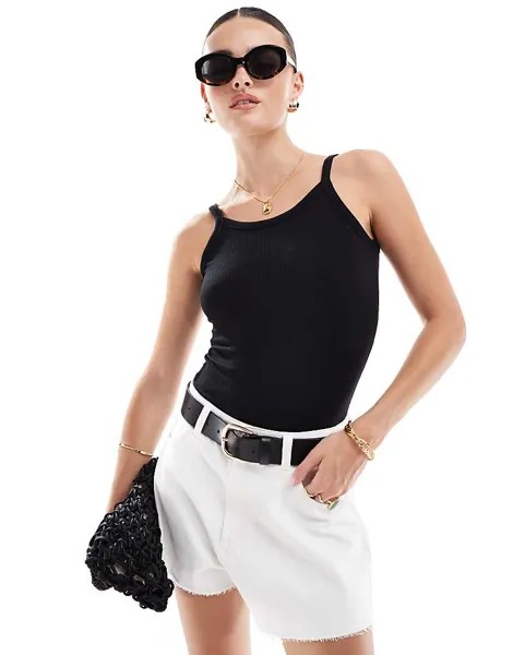 Vero Moda – Aware – Черное длинное вишневое боди с небольшими полосками и U-образным вырезом