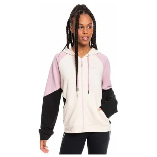 Худи Roxy, силуэт свободный, средней длины, капюшон, размер S, белый