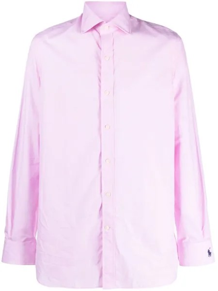 Polo Ralph Lauren logo-embroidered long-sleeve cotton shirt, розовый