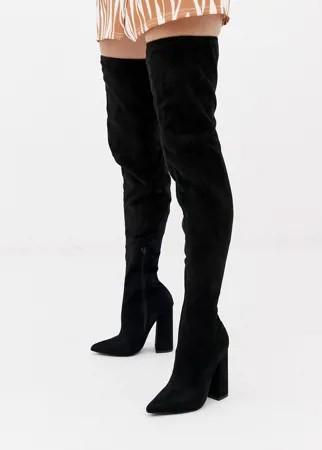 Черные ботфорты на расклешенном каблуке Missguided-Черный