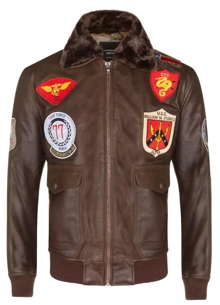 Кожаный бомбер US Aviator - Варшава Infinity Leather, коричневый