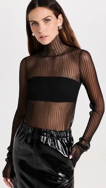 Топ Helmut Lang Sheer Turtleneck, черный