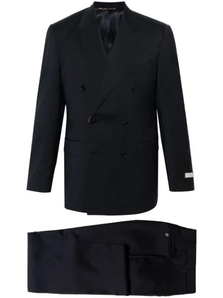 Canali костюм в полоску с двубортным пиджаком, синий
