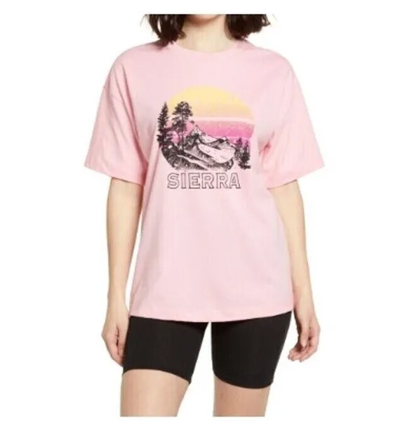 BP Nordstrom Розовая футболка оверсайз с короткими рукавами и графическим принтом Sierra Mountain 2X