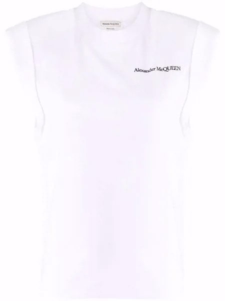 Alexander McQueen embroidered-logo padded T-shirt