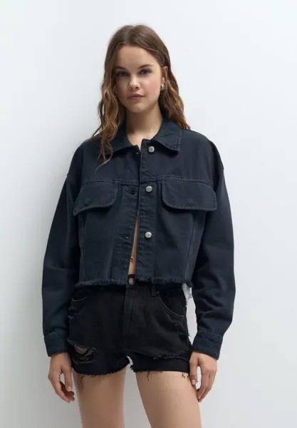 Джинсовая куртка PULL&BEAR, черный