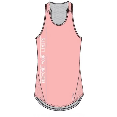 Майка длинная для фитнеса светло-розовая, размер: EU42 RU48, цвет: Нежный Персик DOMYOS Х Декатлон