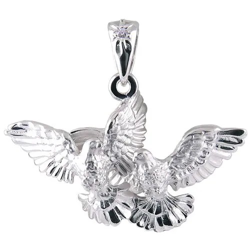 Подвеска Альдзена Спутники любви, серебро, 925 проба, родирование, фианит, Swarovski Zirconia