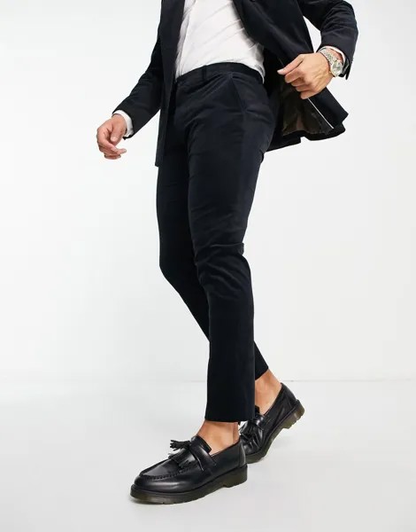 Selected Homme — узкие брюки из вельвета темно-синего цвета