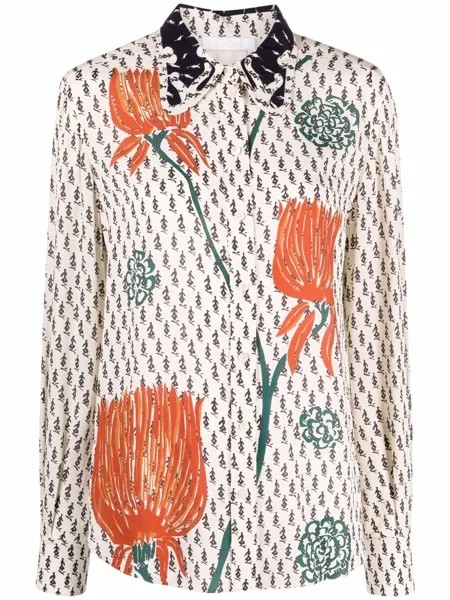 Chloé крепдешиновая рубашка с цветочным принтом