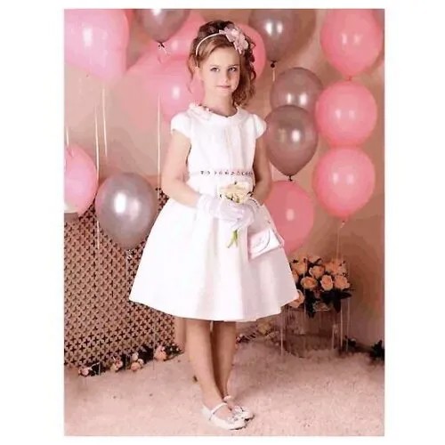 Платье для девочки Эльза+сумочка, ободок, перчатки, Lila Style (116 айвори)