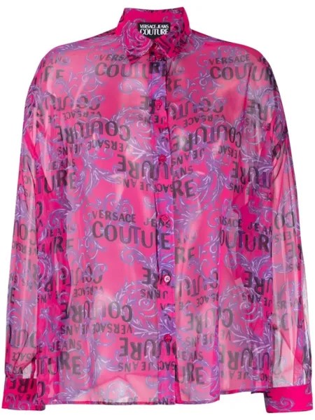 Versace Jeans Couture рубашка с длинными рукавами и логотипом, розовый