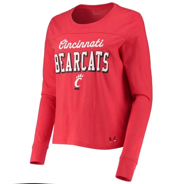 Красная женская футболка Under Armour Cincinnati Bearcats Cincy с длинным рукавом Under Armour