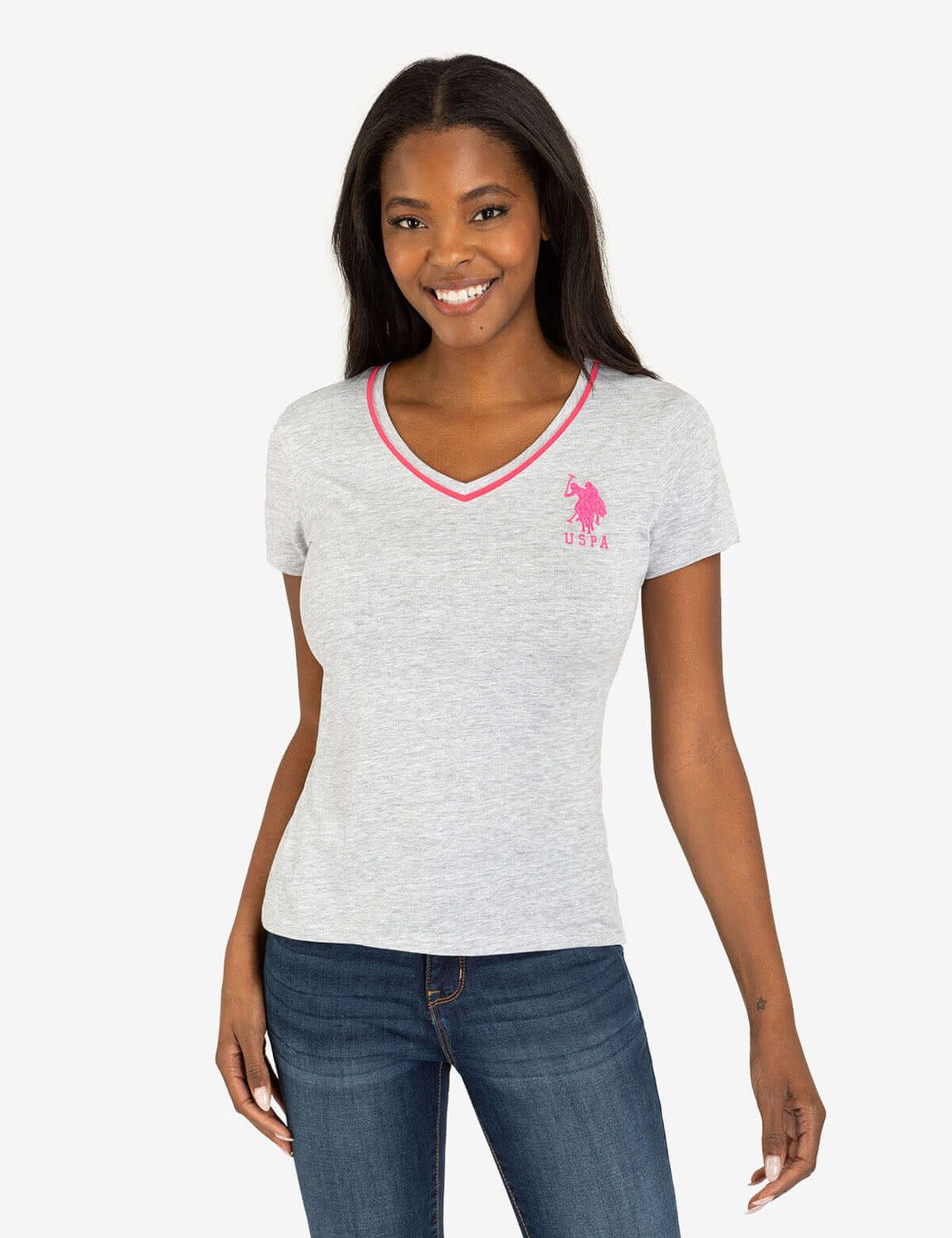 Футболка U.S. Polo Assn. Neon V-Neck, светло-серый