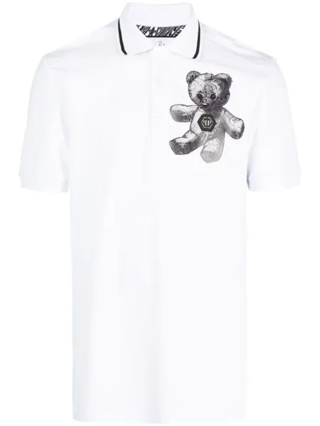 Philipp Plein рубашка поло Teddy Bear с принтом пейсли, белый