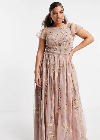 Сетчатое платье макси с цветочной вышивкой и пайетками ASOS DESIGN Curve-Многоцветный