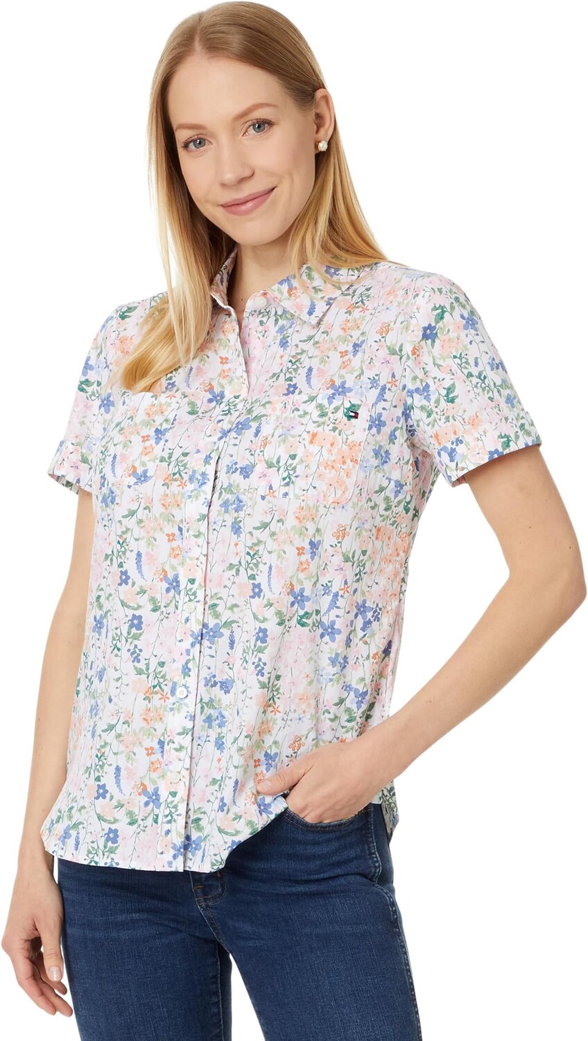 Рубашка Tommy Hilfiger Garden Floral Camp Shirt, цвет Bright White Multi