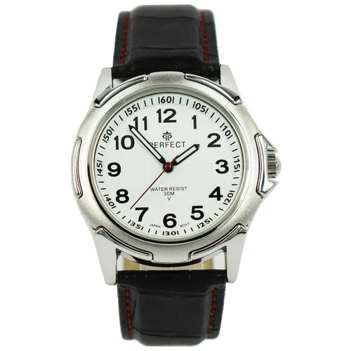 Perfect часы наручные, мужские, кварцевые, на батарейке, кожаный ремень, с датой, японский механизм C011-2